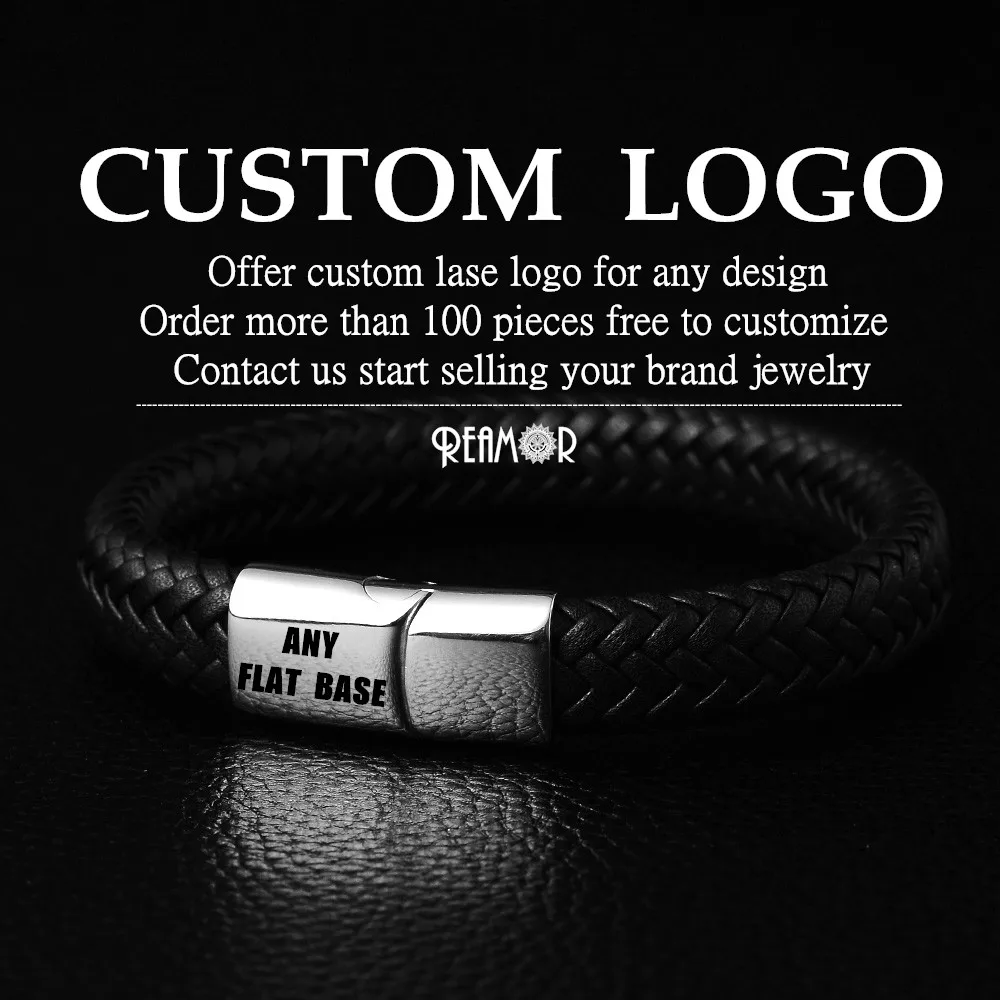 REAMOR 5pcs Logo Blank Beads 316l Stainless Steel 5/3/2mm Big Hole Spacer Beads Charm For DIY Bracelet Jewelry Making Accessorie