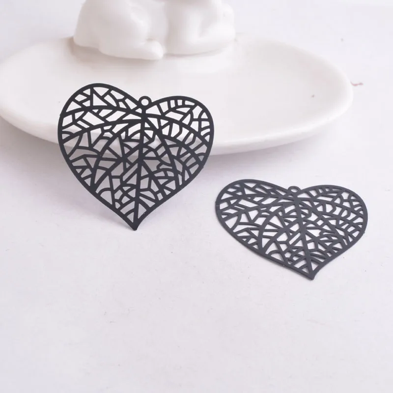 30 Stück AB4966 40*42mm Herzförmige Blattanhänger Blätter-Charms Anhänger – Detail 7