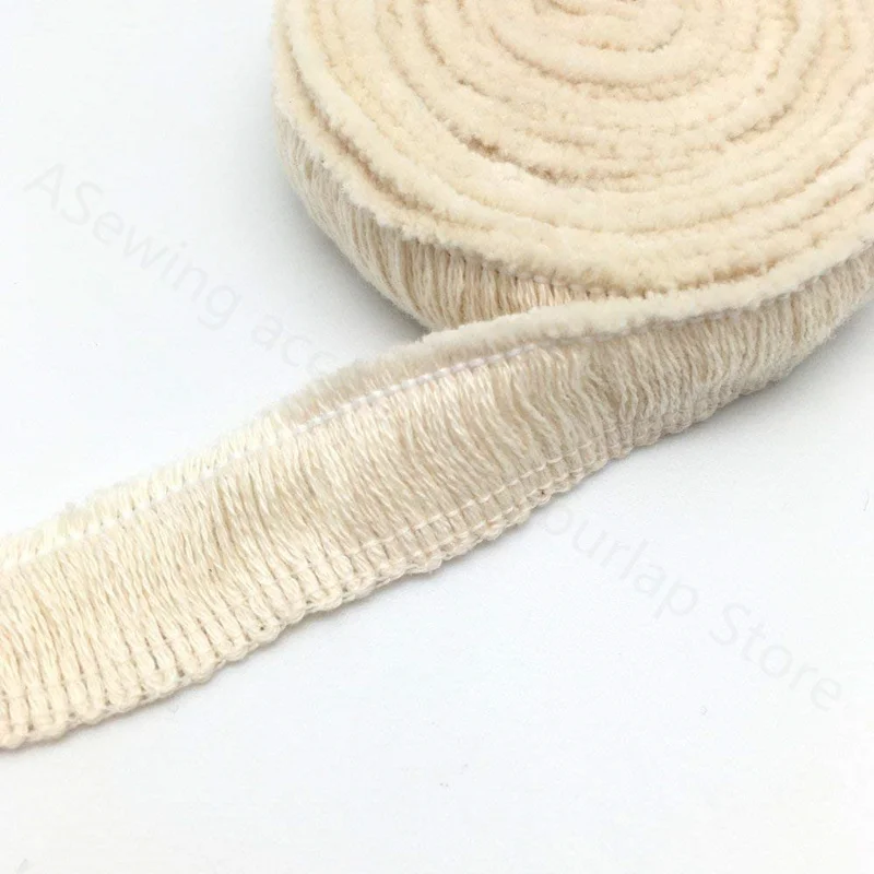 2 Yards 2 cm Wide Cotton Tassel Fringe In Beige. white thin Lace Sewing Decoration 5BB5468