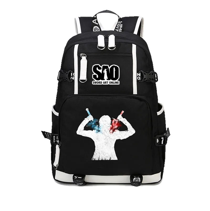 Anime SAO Sword Art Online Backpack canvas Printed Rucksack Mochila Schoolbag Student Boy Girl bookbag men women Travel Package