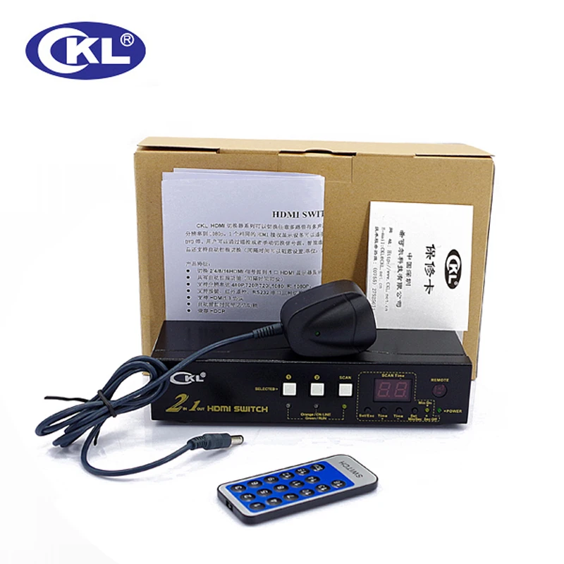 CKL 2 ميناء Auto HDMI التبديل 2 في 1 خارج مع IR عن بعد RS232 التحكم دعم 3D 1080P EDID السيارات كشف CKL-21H