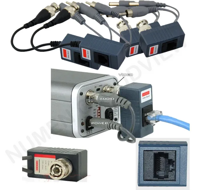 인기 UTP CCTV BNC 비디오 발룬 전원 수동 발룬 Rj45,POE 전원 비디오 오디오 3 in 1 트랜시버, CCTV 예비 부품 무료 배송