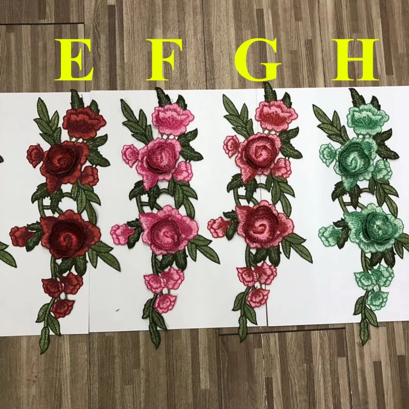 Dyed yarn polyester embroidery 32cm*14cm guipure flower patch,embroidery flora applique,8 colors available,HFXP-171217C