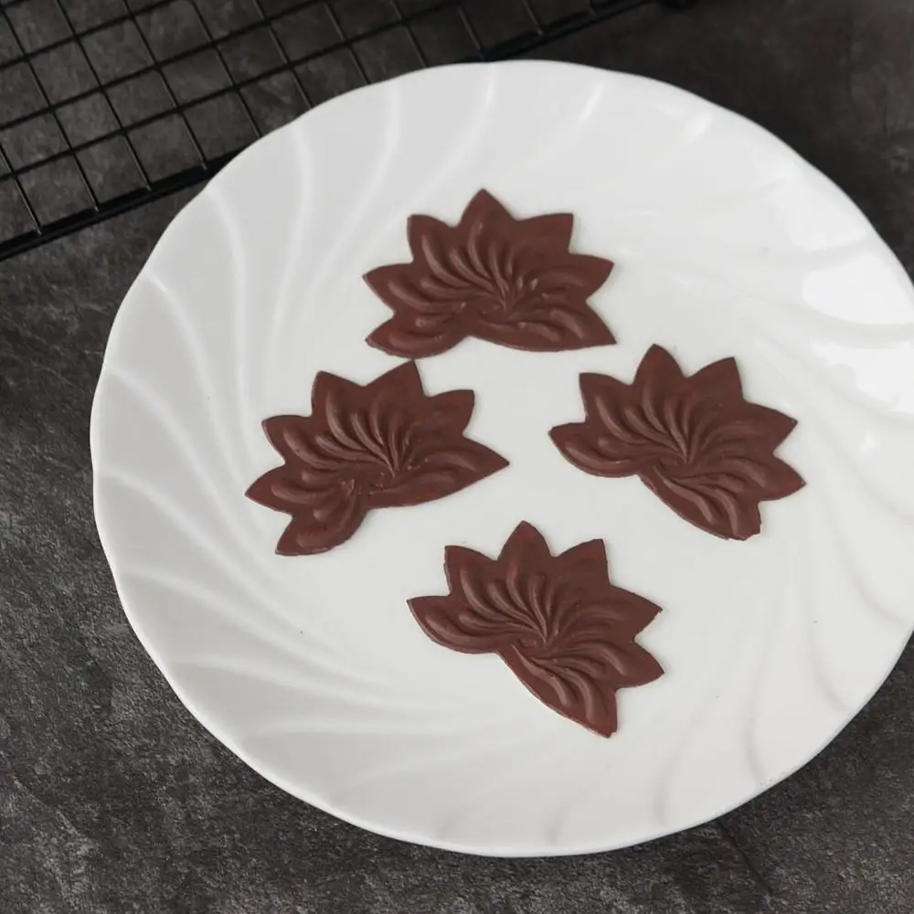 Flower Shape Chocolate Transfer Sheet Silicone Mold Cake Decorating Maple Leaf Shaped Mould Baking Stencil Chablon