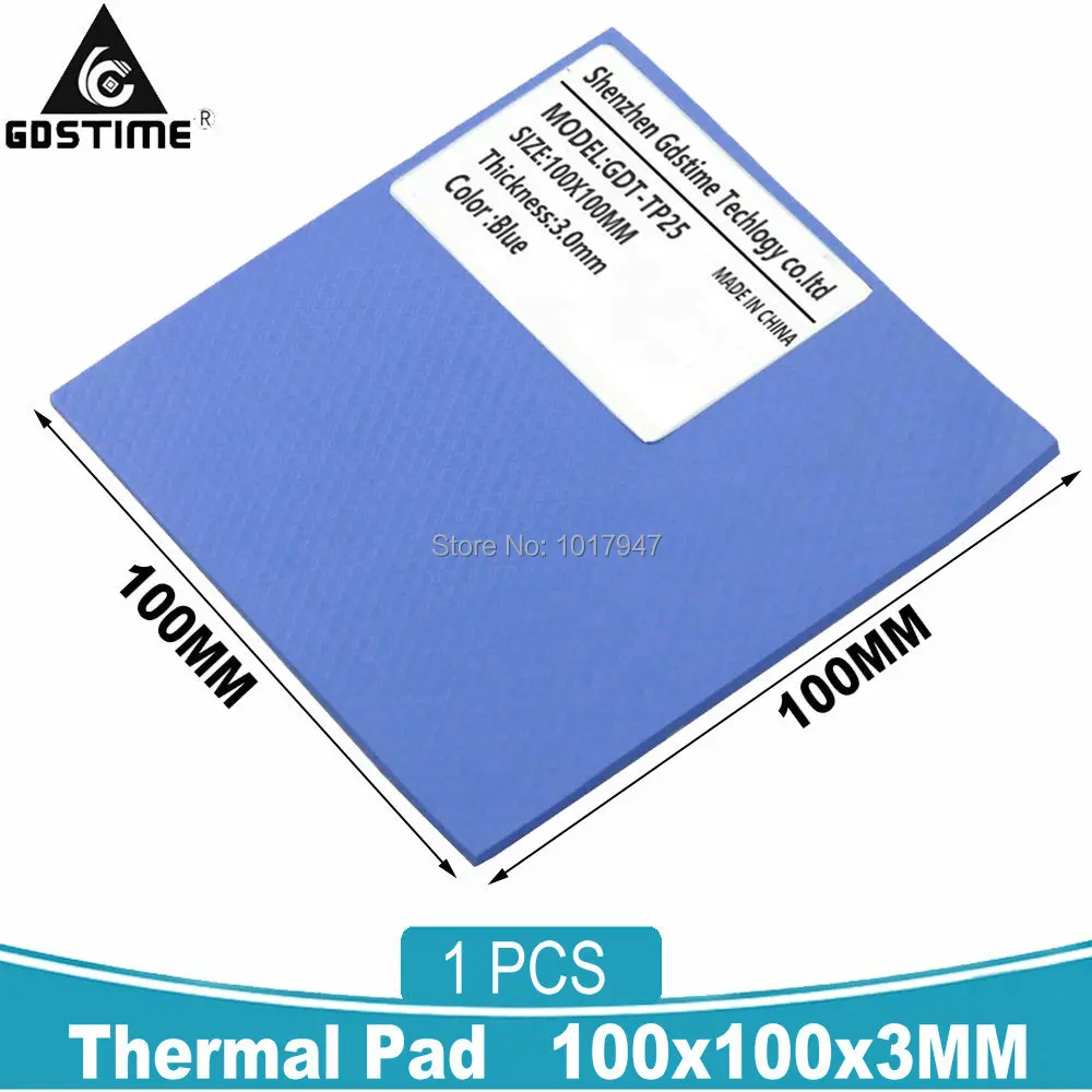 1Pcs 3mm Thickness 100x100x3mm Blue Compound Conductive GPU SMD DIP IC Silicone Thermal Pads Pad