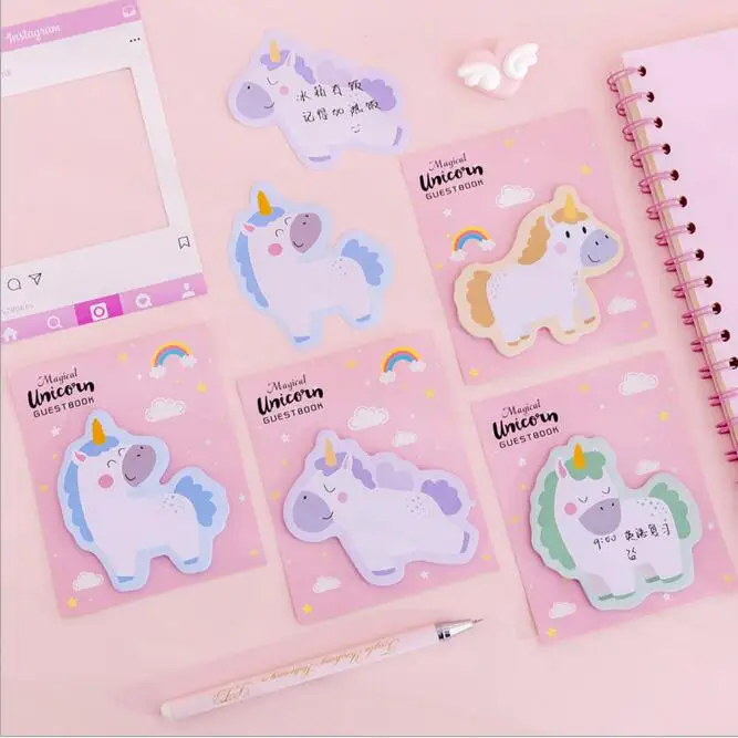 1PC Ins Kawaii Cartoon Cute Unicorn N times Sticky Memo Note Book Message Tab Notepad Paper Sticker Memo Pads Stationery