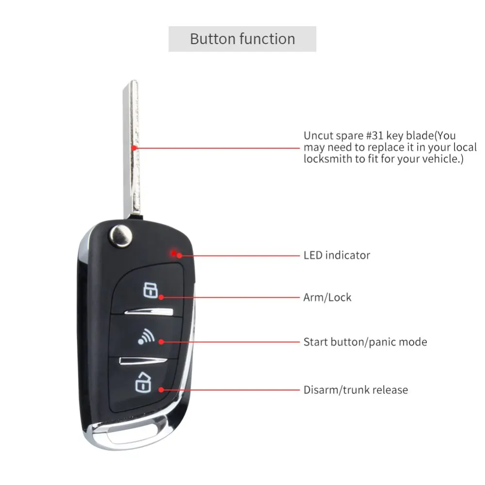 Easyguard-bloqueio de alarme automotivo, desbloqueio automático, entrada sem chave, botão de pressão, partida automática, motor remoto