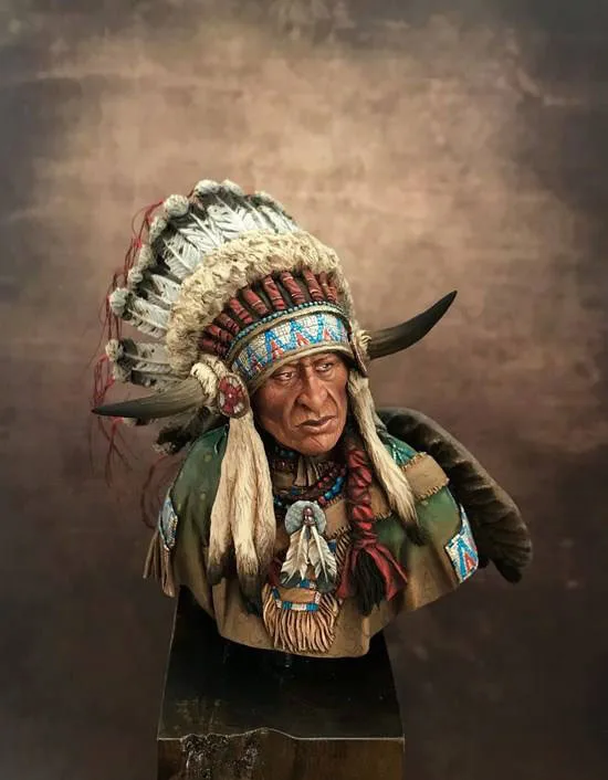 Unassambled  1/10 ancient Leader of the Plains man bust   Resin figure miniature model kits Unpainted