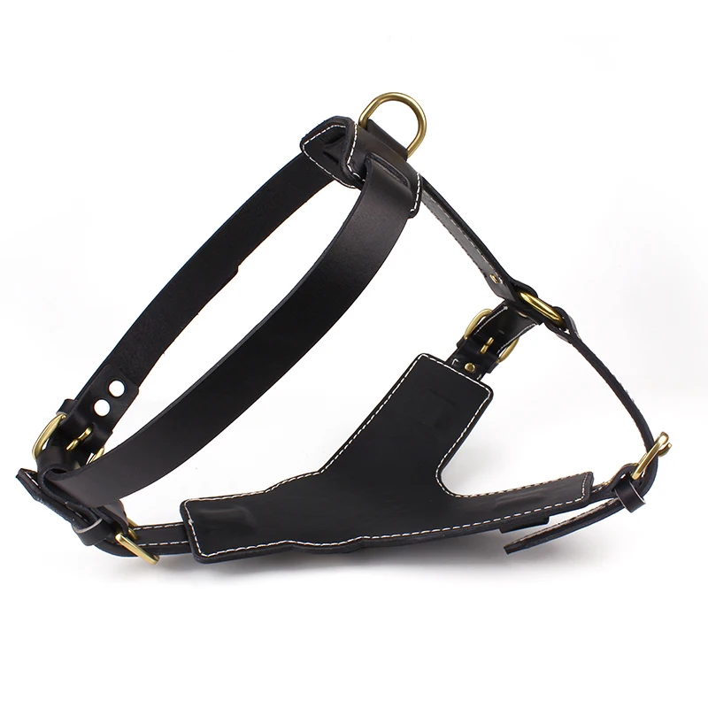 Black Genuine Leather Dog Harness for Medium and Large Dogs Dog Vest Harness Heavy Duty Buckle Pitbull German Shepherd Dog