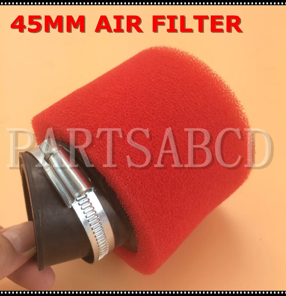 Red 45mm Angled Foam Sponge Pod Air Filter For 125cc 140cc 150cc Pit Dirt Bike