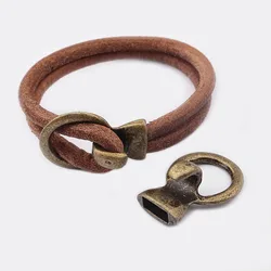 3pcs Tibetan Silver/Bronze/Gold Open Hook All in one Connectors Jewelry Findings Fit DIY Bracelet Making For 5mm Round Leather