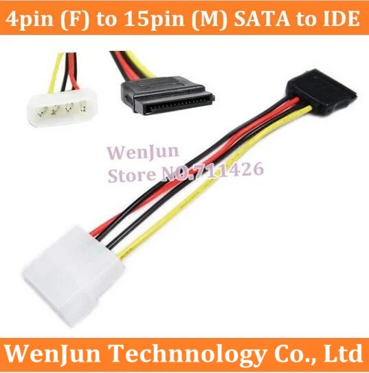 

best price for SATA Power Cable 4pin (F) to 15pin (M) SATA to IDE hard drive cable 4 pin to 15 pin SATA Power Cable