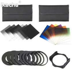 Gradient Neutral Density Filter ND2 4 8 16 Blue Orange Red Filter Kit+9 Adapter Ring + Holder For All Camera For Cokin P Series