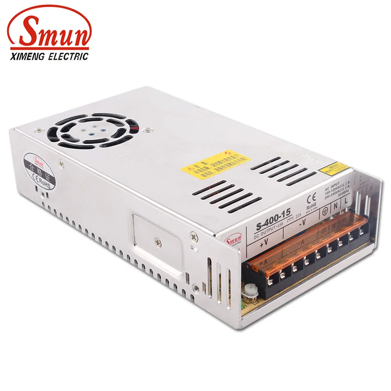 SMUN S-400-15 400W 15VDC 27A Single Output Switching Power Supply With CE ROHS China Factory For Light