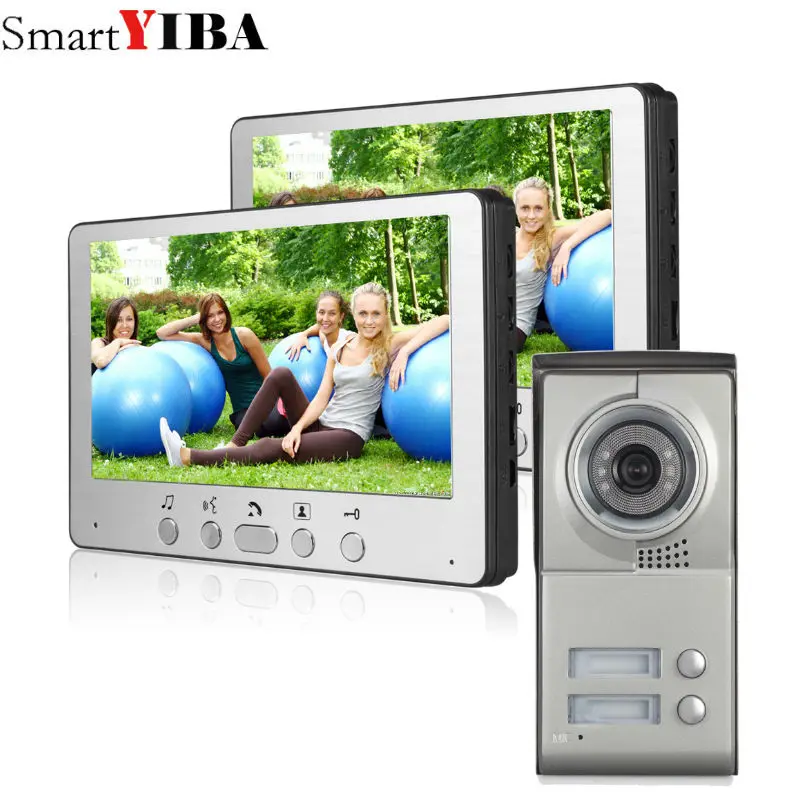 

SmartYIBA 7" Color Apartment Doorbell Doorphone Video Intercom 1 Outdoor Camera+2 Monitors for 2 Family / House