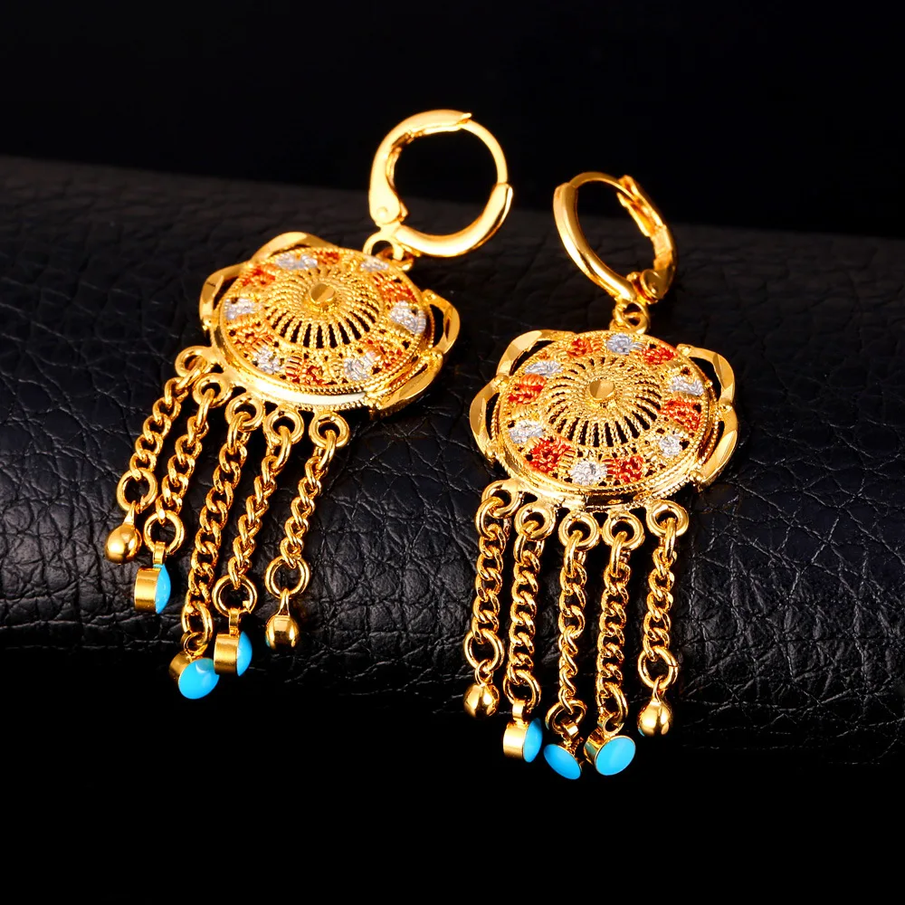 U7 Tassels Long Earrings For Women Jewelry Wholesale Gold Color Trendy Drop Earings Fashion Jewelry Indian Style E726 QC24