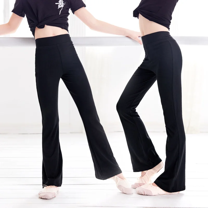 Ragazze Casual Nero Pantaloni Del Chiarore Dei Pantaloni di Cotone Ginnastica di Fitness Pantaloni di Ballo di Balletto Per I Bambini