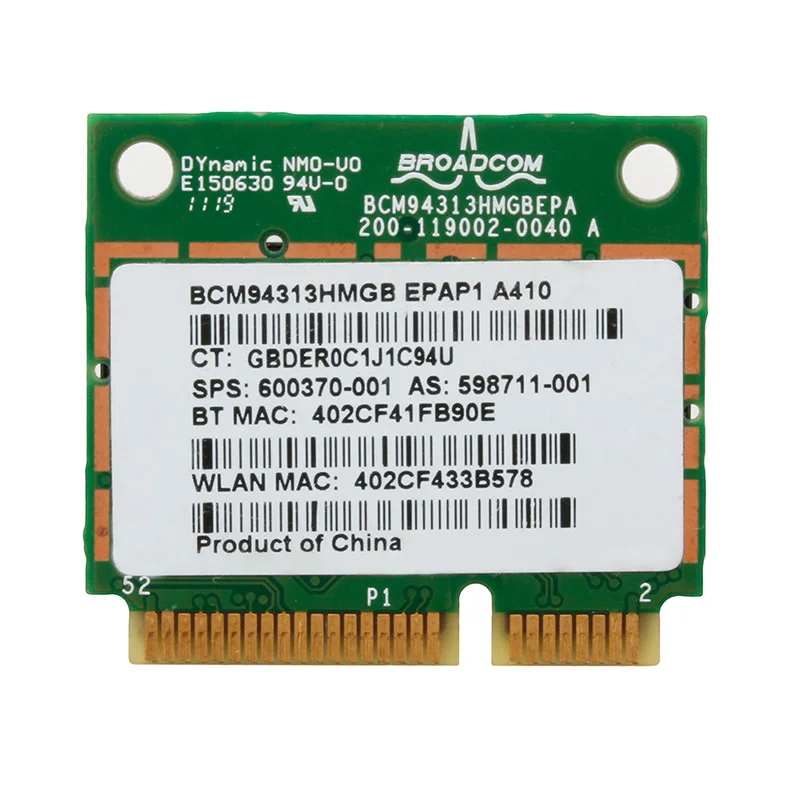 نصف البسيطة PCI-E 802.11n واي فاي بطاقة بلوتوث BCM94313HMGB 600370-001 لديل HP