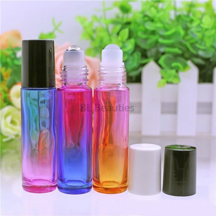 

10ml Roll on Thick Glass Bottle Stainless Steel Roller Ball Essential Oils Perfume Bottle with Metal and Plastic Ball