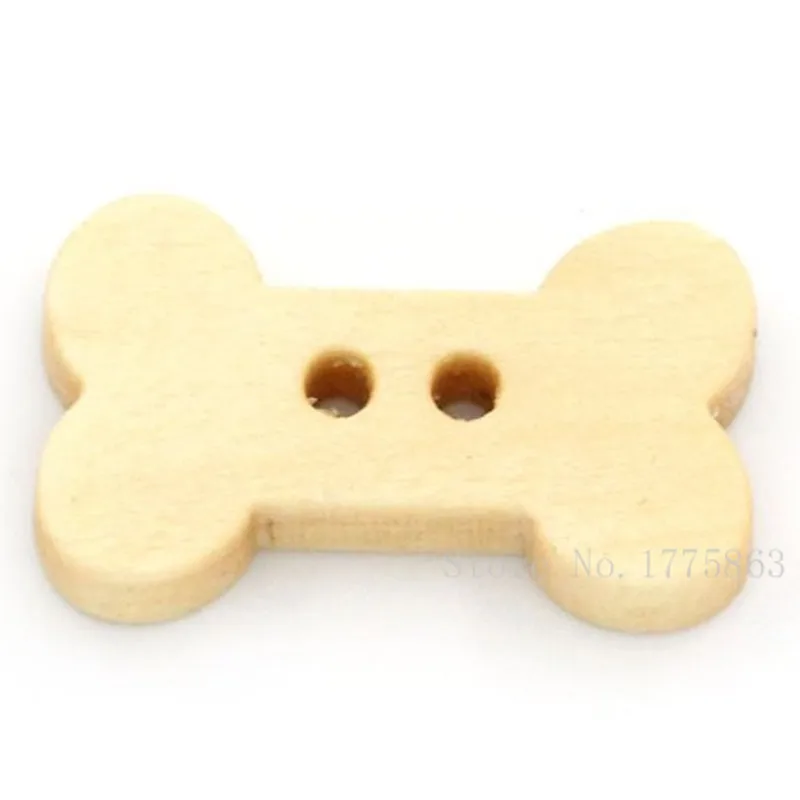 50 Pcs 1.8cm Dog Bone 2 Holes Wooden Buttons , for Sewing, Scrapbooking Crafts ,2 Holes 7NK68