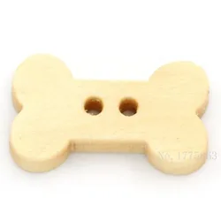 50 Pcs 1.8cm Dog Bone 2 Holes Wooden Buttons , for Sewing, Scrapbooking Crafts ,2 Holes 7NK68