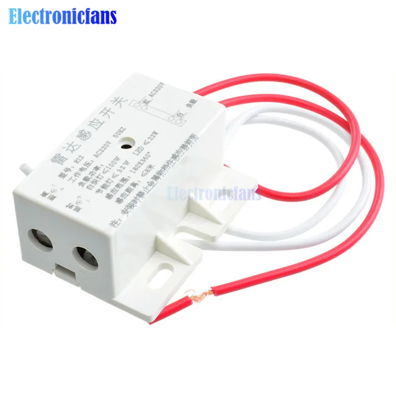 220V AC 50Hz Auto Infrared Human Sensor Switch PIR Microwave Radar Body Motion Sensor Module Adjustable For Time Distance Range