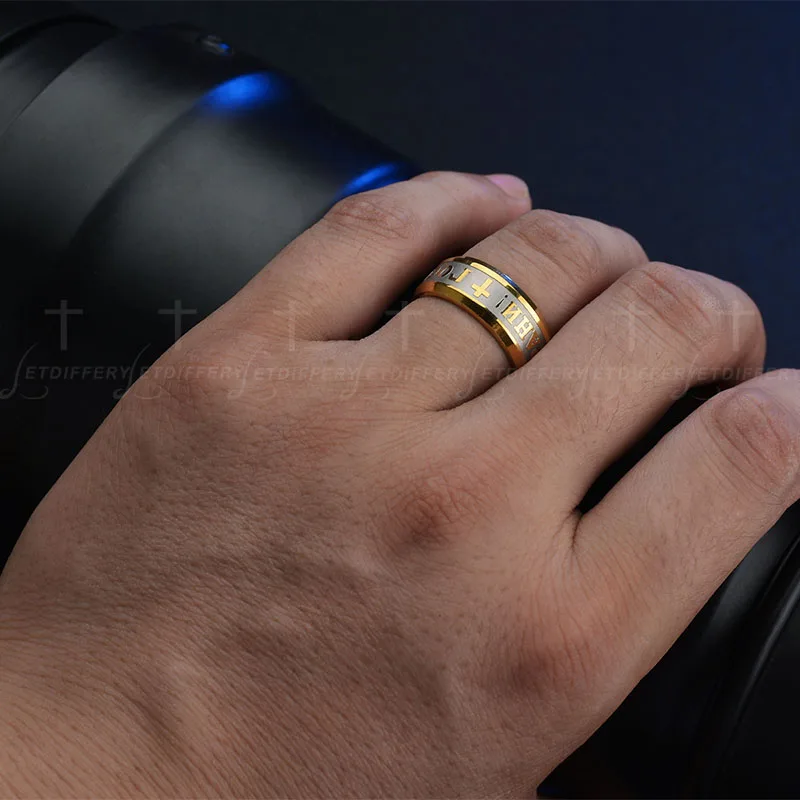 Letdiffery Religiöse Russische Ring Edelstahl Russische Jesus Kreuz Ring GOTT SPAREN UNS Amulett Ring für Männer Frauen Kreuz Schmuck
