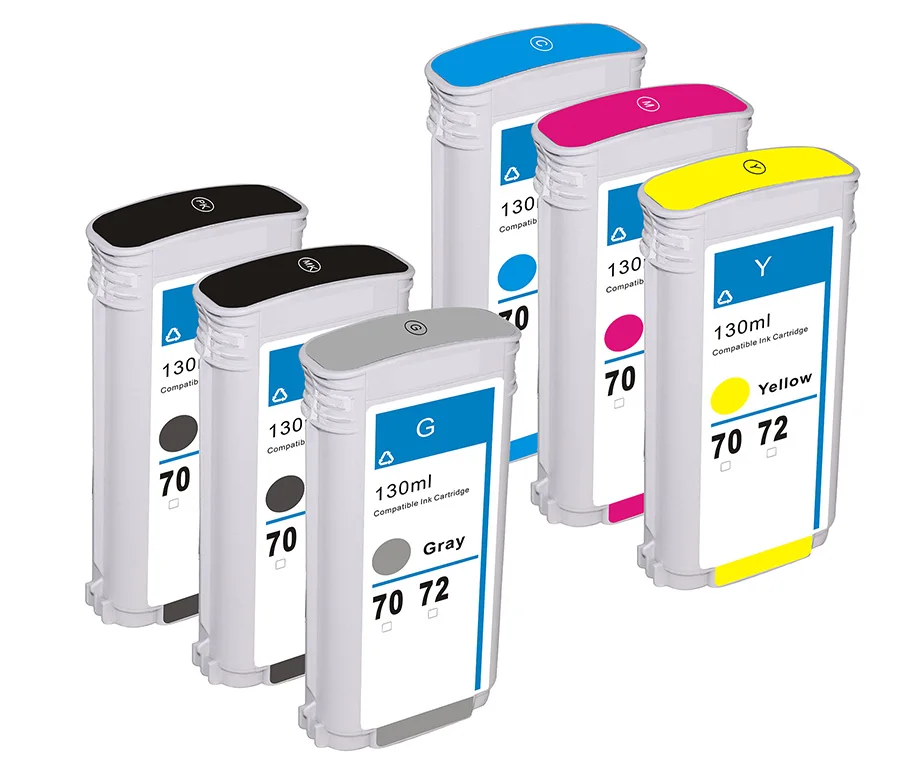 INK WAY 6 PCS 130ml ink cartridge for HP72 for Designjet T1100/T1100ps/T1100MFP/T610/T770/T1120 /T1200 etc.