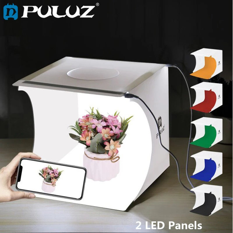 PULUZ 2LED Lightbox Light box Mini Photo Studio Box 1100LM Photography Box Light Studio Shooting Tent Box Kit &6 Color Backdrops