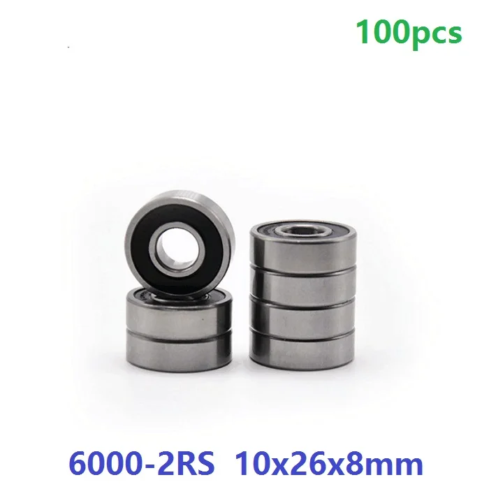 

100pcs/lot 6000RS 6000-2RS 6000 2RS RS 10*26*8mm Wholesale double rubber sealed Deep Groove Ball bearing Shaft 10x26x8 mm