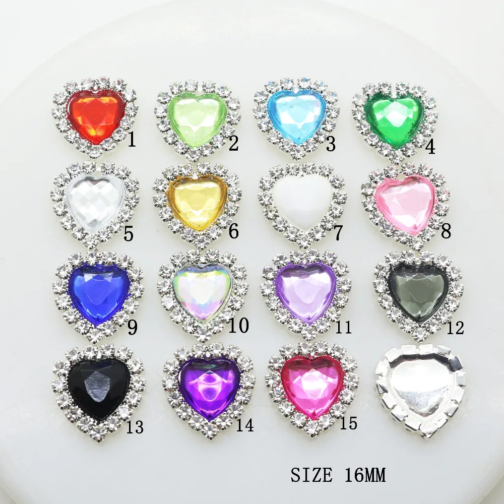 ZMASEY Acrylic Buttons 10pcs/set 16mm Heart Button Wedding Invitation Decor Beauty Avatar Shiny Wholesale Prices