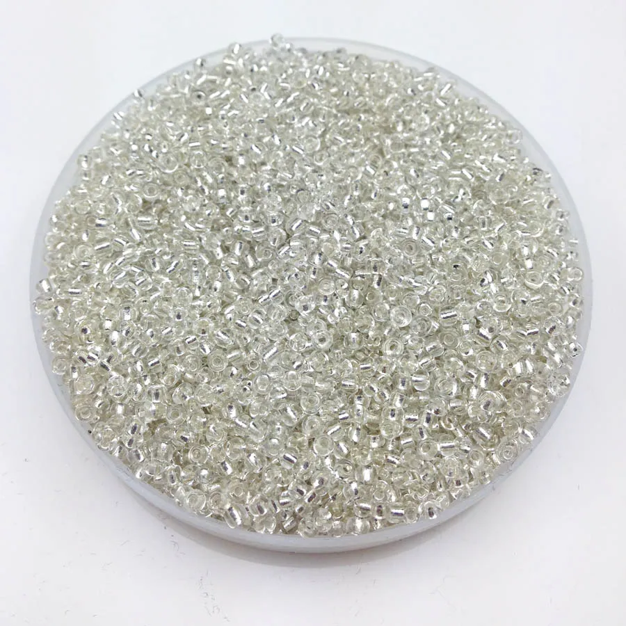 16g 1000pcs 2mm 12/0 Silver Color Silver Lined Round Loose Spacer Beads Cezch Glass Seed Beads Jewelry Making DIY Garment Bead