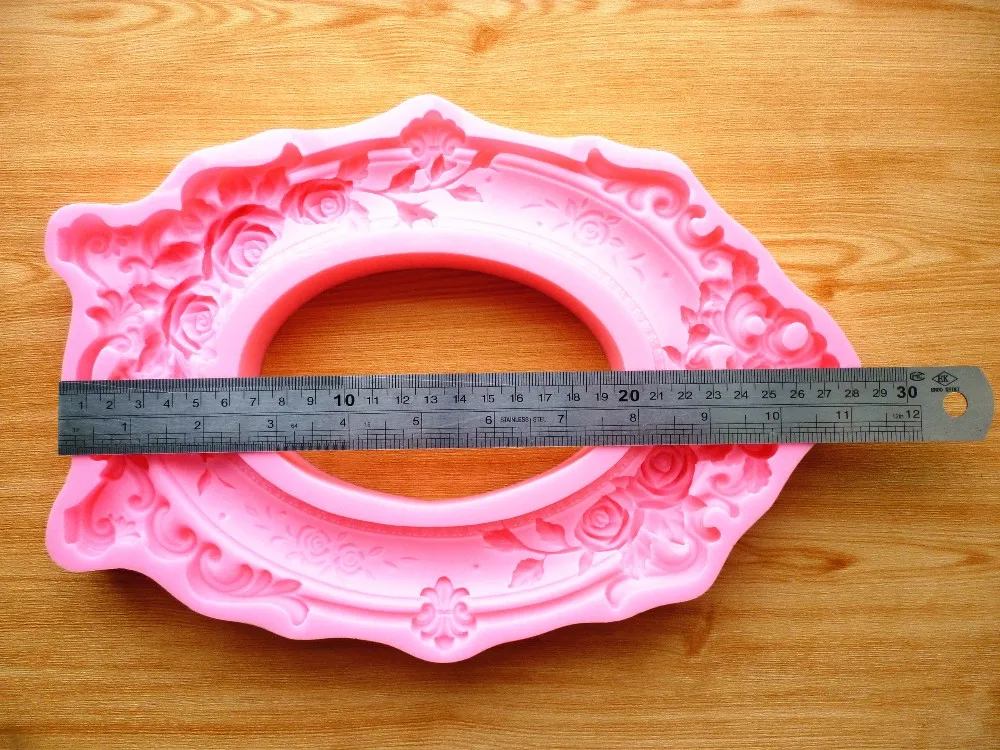 Rose Flower Frame Wedding Party Cake Mold DIY Candy Chocolate Gypsum Cement Silicone Mold Cake Baking Tools