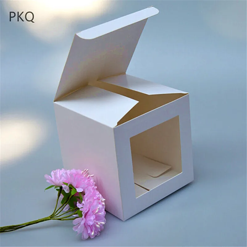 Gift White Paper Boxes With Clear Pvc Window, Blank Specialty Food Products  Toy Handicraft Underwear Packaging Carton