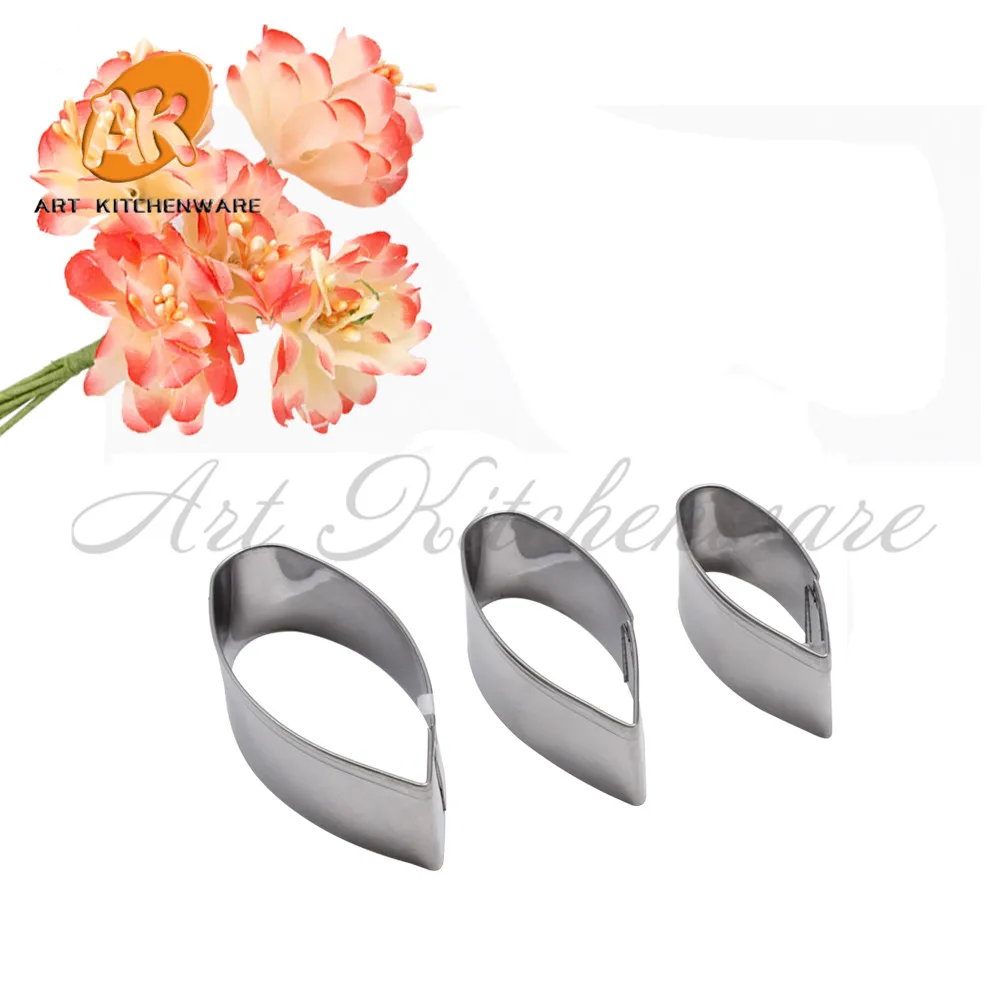 3pcs/set Daisy Petal & Leaf Stainless Steel Cookie Cutter Fondant Cutter Cake Mold Cake Tools Cupcake Decorations Dough Cutter