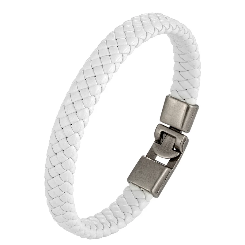 Pulseira de couro de tecelagem com fivela simples, de alta qualidade, feminina, masculina, melhor amigo, presente, 6 cores, pulseira feminina