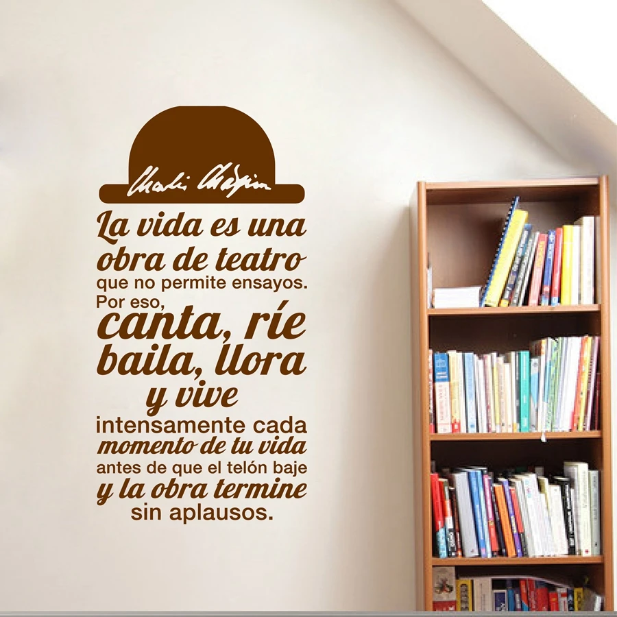 Spanish Quote La vida es una obra de teatro Vinyl Wall Sticker Decals Art for Living Room Home Decor House Decoration