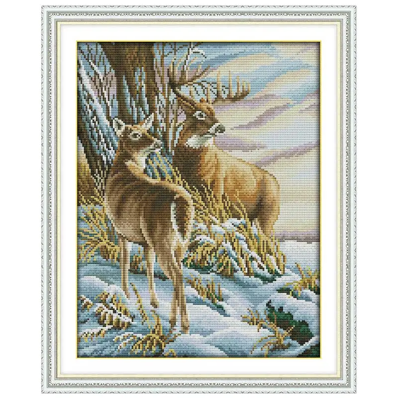 Deer Animals Patterns Counted Cross Stitch Set DIY 11CT 14CT 16CT Stamped DMC Cross-stitch Kit Embroidery Needlework Home Decor