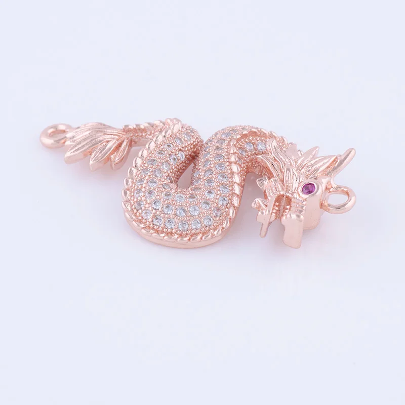 Jewelry Making Supplies Punk Rock Style Dragon Charm Connectors For Men Women Bracelet Making Micro Pave CZ Copper Accessories