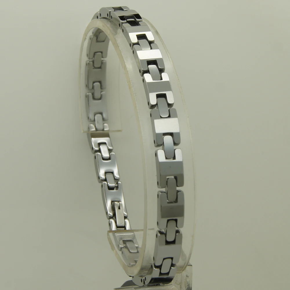 lady 6mm width geometrical facet link classic hi-tech scratch proof tungsten bracelet