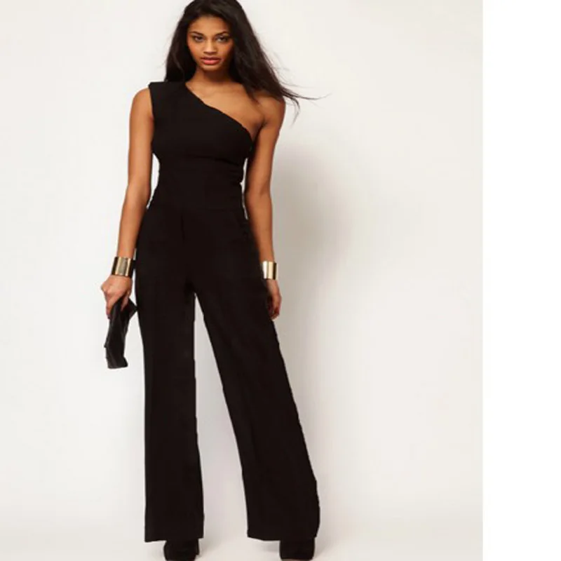 Free Shipping Ladies 2015 New fashion Pants Women sexy Rompers Femail one shoulder Jumpsuit