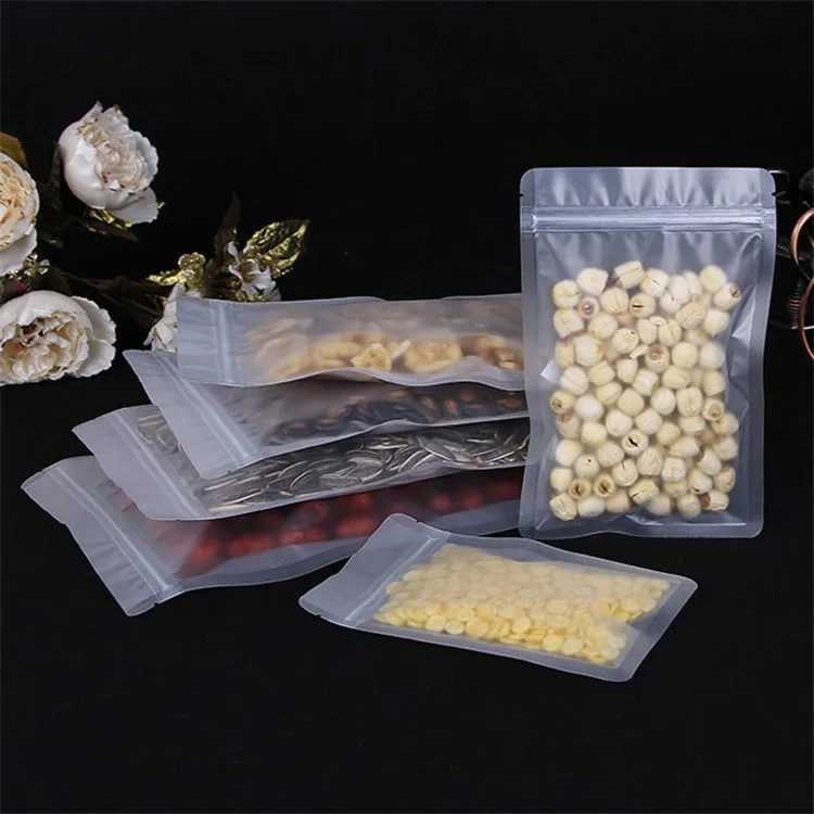 100PCS Frosted Plastic Ziplock Packaging Bag DIY Logo Print Flat Matcha Snack Sugar Spice Drip Coffee Chocolate Storage Pouches