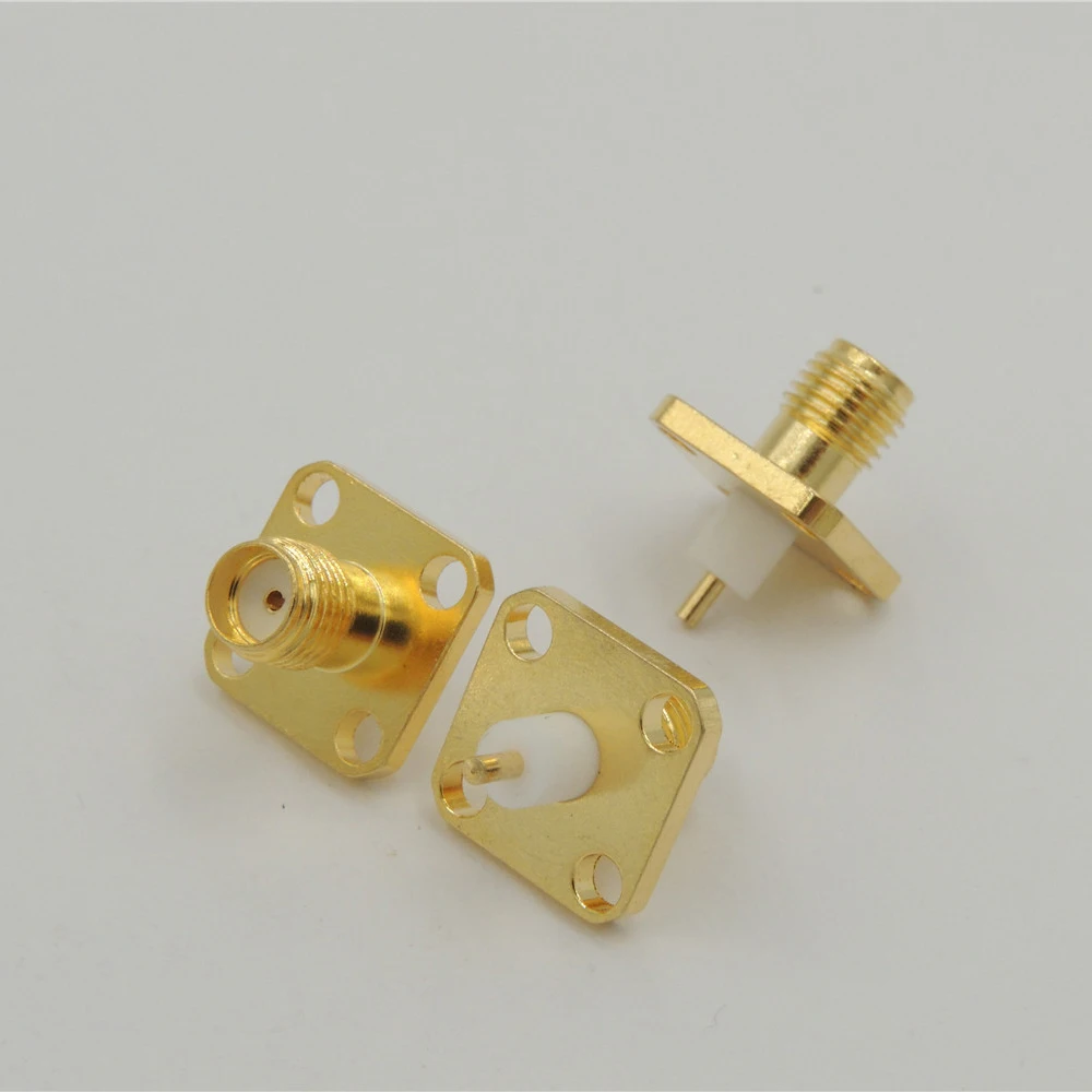 

RF Coax Adapter Connector SMA Female Jack 4 holes 12.7mm Flange deck PTFE Solder Panel Mount