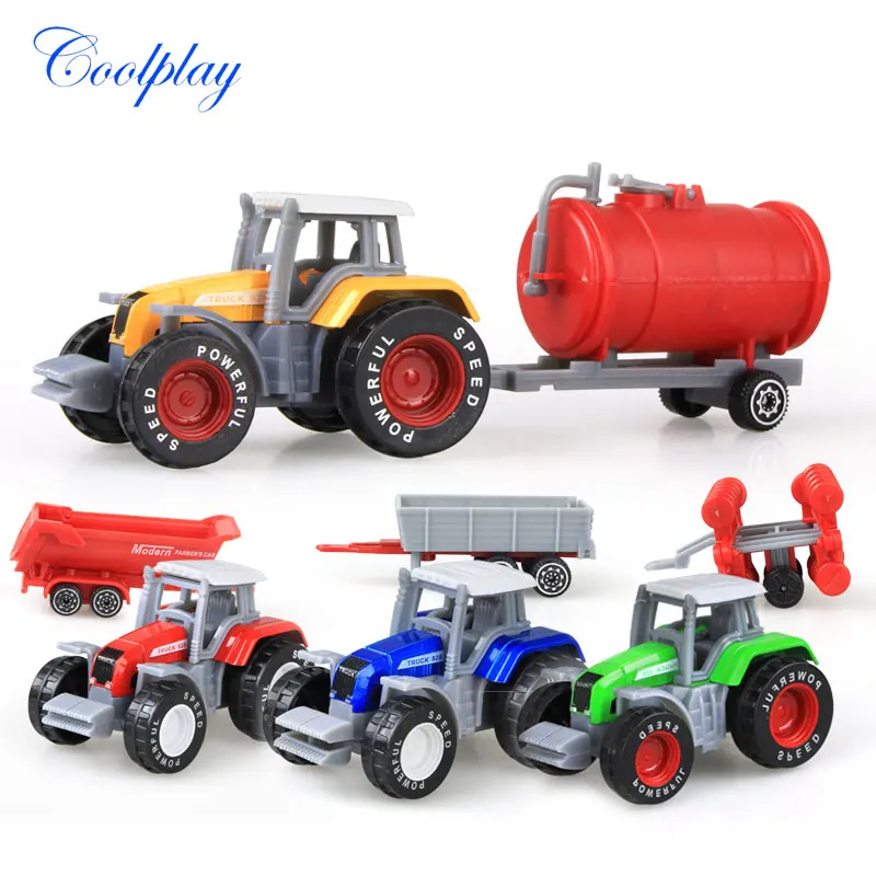 4pcs/set Diecast Farm Vehicles Alloy Mini Car Model Engineering Car Model Tractor Farm Engineering Vehicles for Boys Kids Gifts