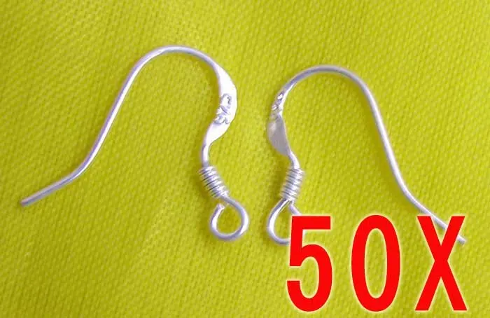 WHOLESALE a lot 25 pairs(50 pieces) Big Sterling Silver S925 Earring Hooks -who106 Free shipping