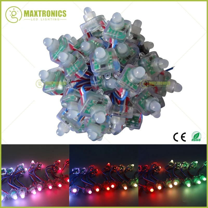 50pcs 12mm WS2811 2811 Digital Diffused RGB LED Pixel Square IP68 Waterproof DC5V Free shipping