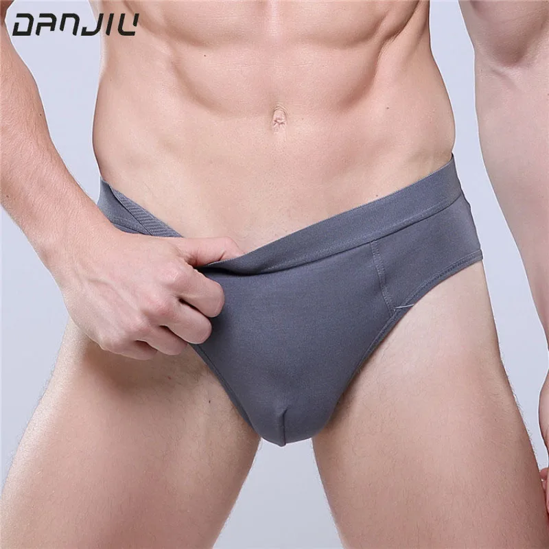 DANJIU Solid Simper Style Modal Underwear for Fashion Yong Man Breathable High Elasticity Soft Breifs Middle Waist U Convex Bag