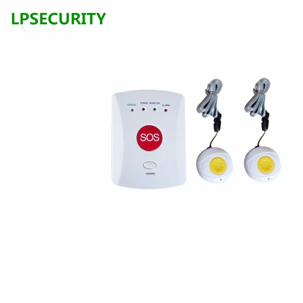 LPSECURITY GSM Panic SMS Alert Emergency Alarm for Elderly/Kids/Patient with SOS Button(white color host 2 buttons)