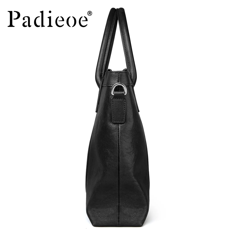 Padieoe New Arrival Luxury Men\'s Portfolio Top Genuine Cow Leather Briefcase for Men Large Capacity Men\'s Tote Bag Laptop Bag