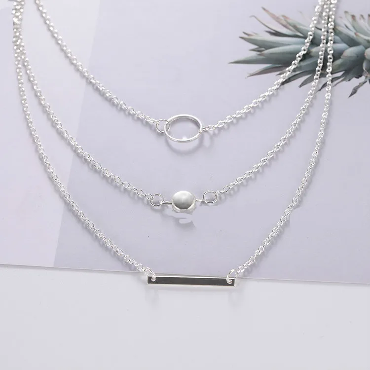 New Product Launch Necklace Simple Style Women\'s Personality Fashion Wild Aperture Metal Rod Necklace New Ladies Gift Wholesale